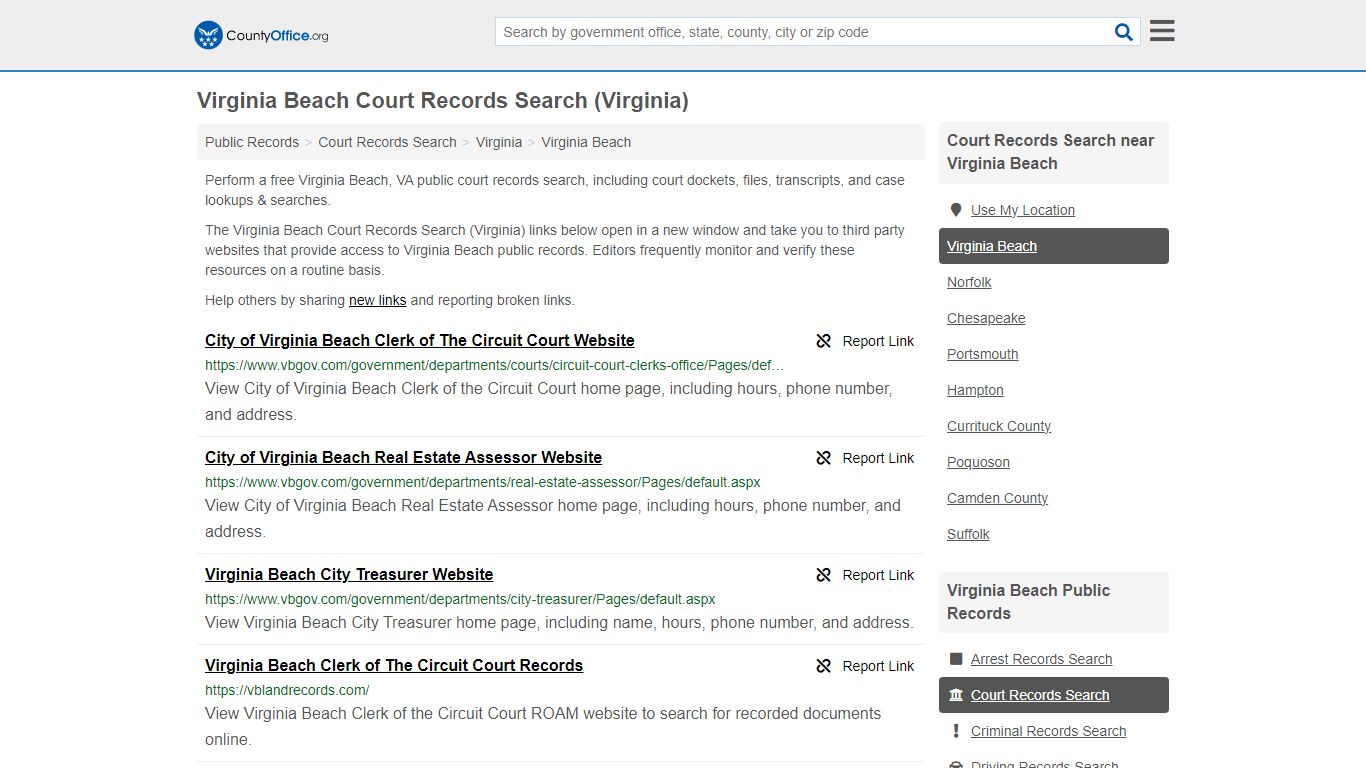 Virginia Beach Court Records Search (Virginia) - County Office