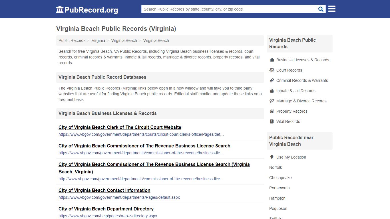 Free Virginia Beach Public Records (Virginia Public Records)